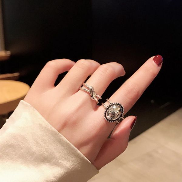 

men's and women's fashion personality ins tide cold wind hip-hop index finger simple online celebrity retro open ring, Golden;silver