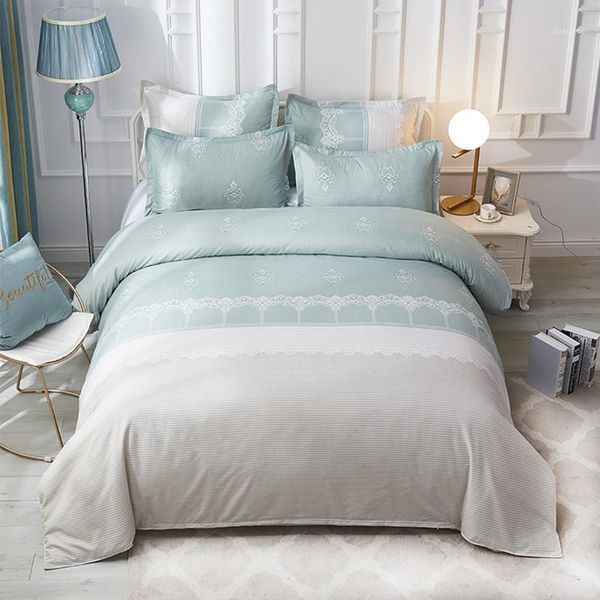 

european simple king size bedding set jacquard floral printed bed linens duvet cover pillow case home bed set(no sheet)1