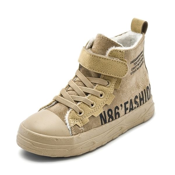 

casual boys boots winter plus cotton warm solid color letters children' shoes y201028, Black;grey