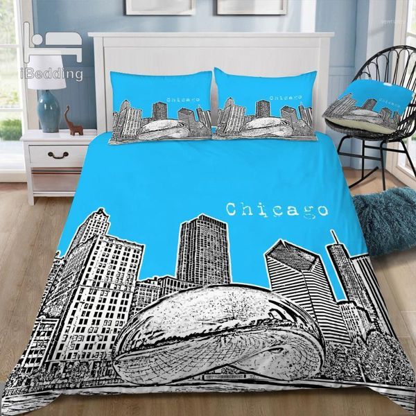 

bedding sets chicago illinois blue 3d set printed duvet cover  king twin size1