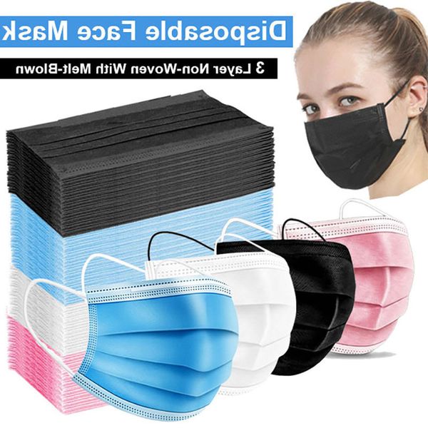 

3-layer 10/50/100 mascarillas anti-dust pcs mouth disposable non woven meltblown cloth masks elastic ear loop face mask