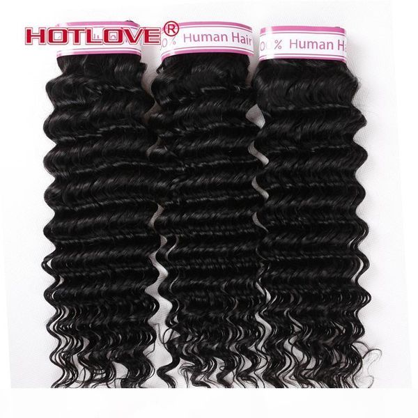 

brazilian virgin human hair extensions deep wave 3 bundles 4 bundles lot brazilian hair weave bundles deep curly hair weft ing, Black