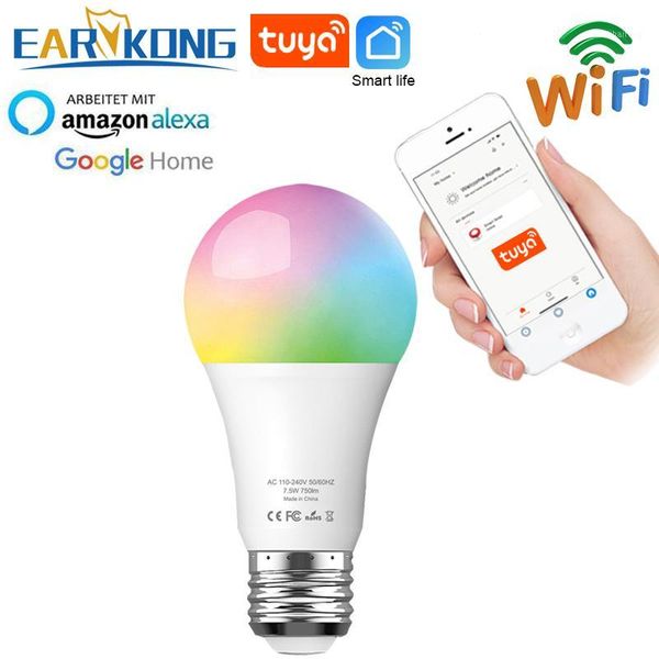 

tuya lamp smart wifi bulb e27 compatible with alexa google home tuya app timer dimmer for ac 100-240v 7.5w1