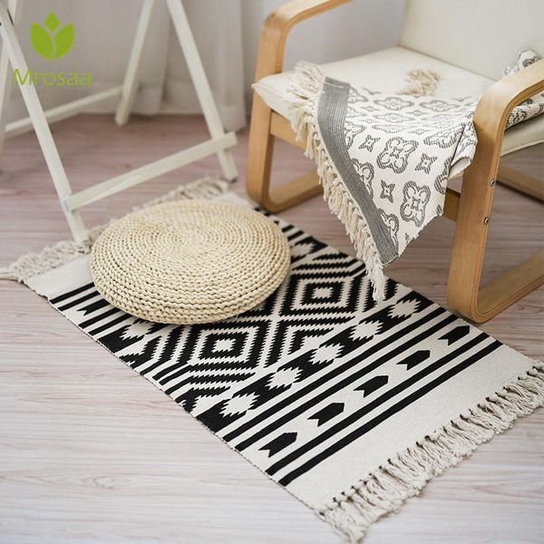

carpets retro carpet for sofa living room bedroom rug cotton tassels yarn dyed 60x130cm table ruuner bedspread tapestry home decoration