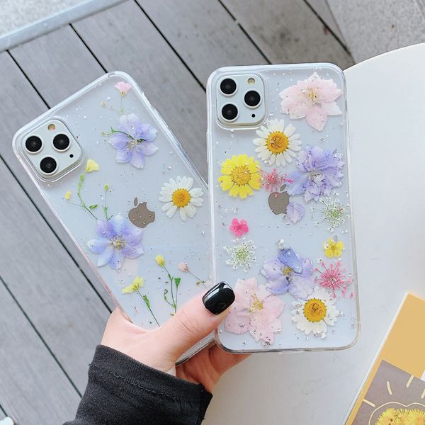 

43fgflowers chrysanthemum dried really phone for iphone 12 min 11 pro max xs xr 6 7 8 plus case transparent cover