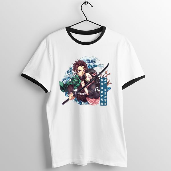 

black trim t shirt demon slayer printed tee sport hooded sweatshirt hoodie