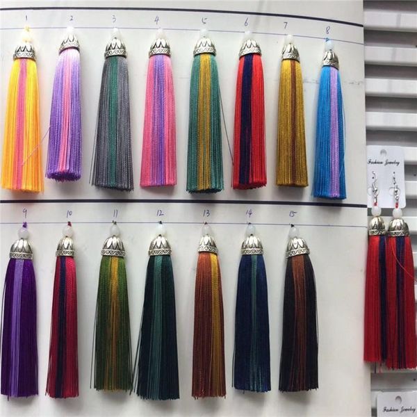 

12pcs lot 10cm double colored tassel silk fringe sewing bang tassel trim decorative key tassels for curtain home decoration h jllich