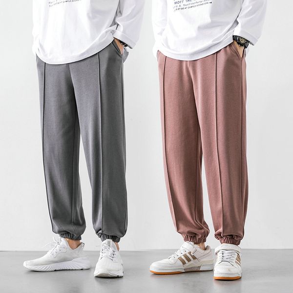 

casual men's ice silk summer ultra thin loose straight air conditioning quick drying pants versatile sports capris, Black