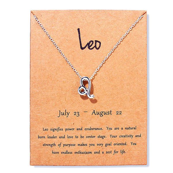 

gift beauty12 card zodiac necklaces with constellation sign pendant silver chains necklace for men women fashion jewelry in bulk