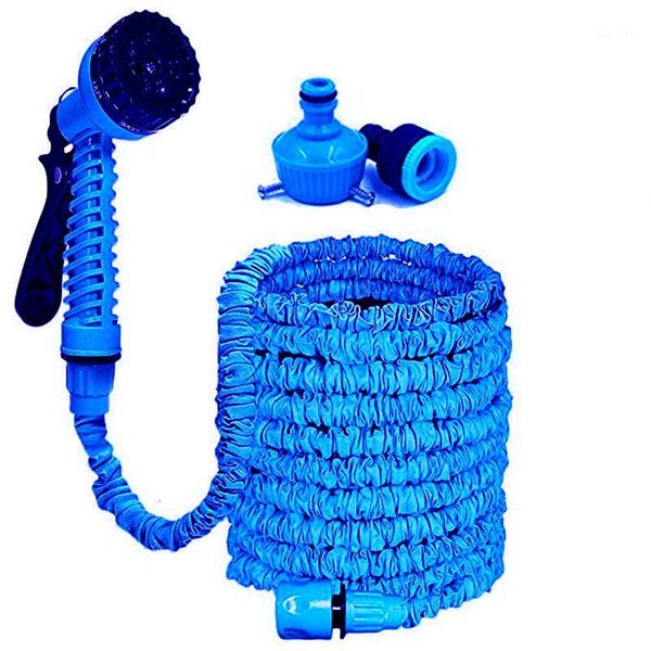 

thickened blue 25ft-175ft garden hose flexible magic watering hose water gun nozzle watering kit lawn with spray gun1