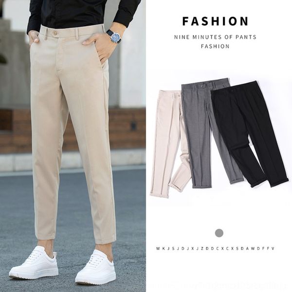 

7imp2 men's 2020 spring and summer new ankle-length slim fit men's trousers small casual pants casual xzdep pants straight, Blue
