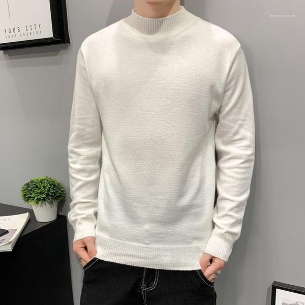 

men's sweaters round neck sweater men 2021 autumn and winter youth basic comfortable men's knitted everyday casual fit men1, White;black