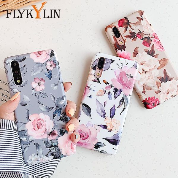 

flykylin rose flower case для huawei mate 20 lite задняя крышка на p20 p30 pro nova 3e 4e phone coque soft imd sqcdit2010