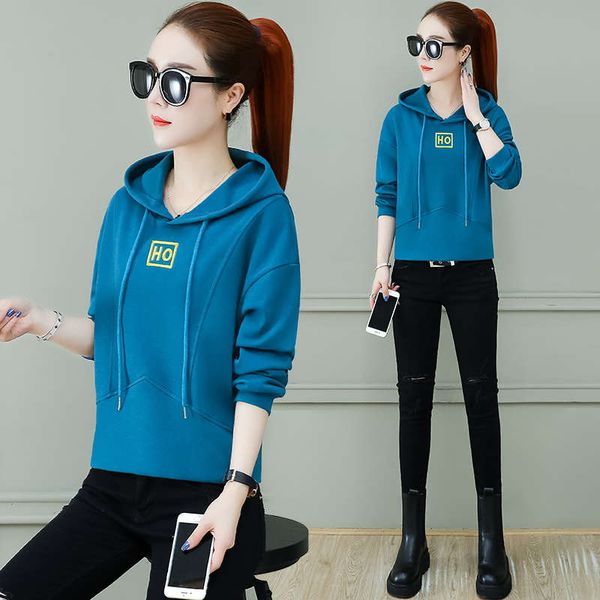 

loose hooded sweater women's new autumn and winter clothes in 2020, Black