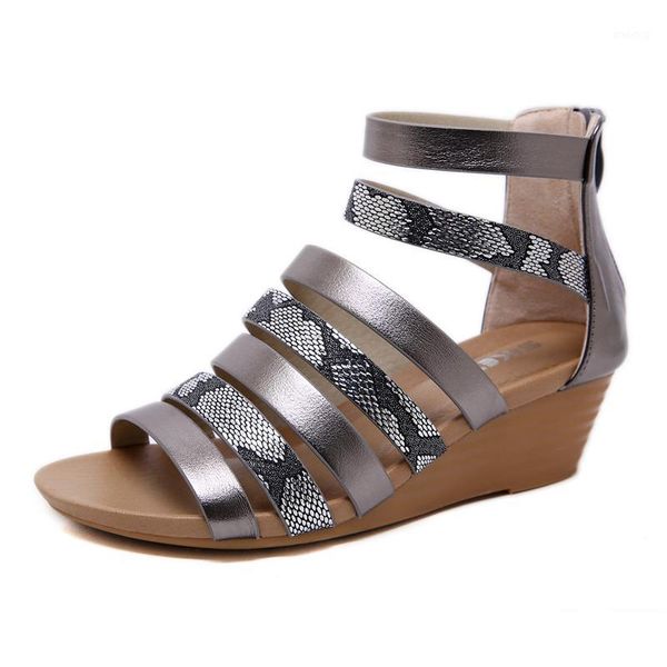 

dress shoes adibosy 2021 rome gladiator sandals women snake leather casual summer fashion beach wedge heels sandalias mujer 1, Black