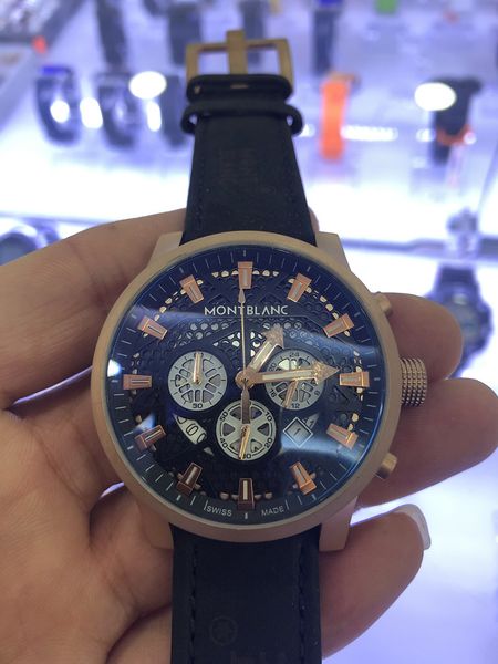 

2021 luxury wrist watch leather strap mens watches sport quartz vk chronograph watch bang montres pour hommes, Slivery;brown