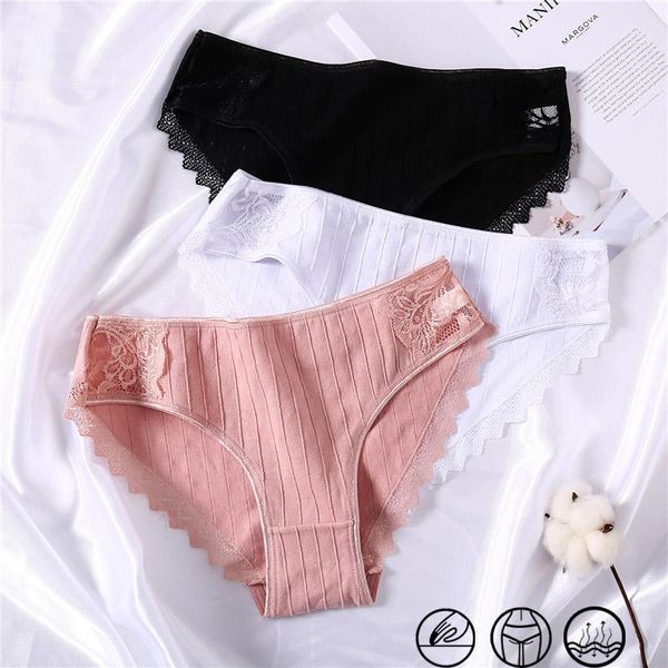 

lace cotton panties women briefs comfortable cotton panty ladies lingerie low rise soft underwear -xl girls underpants new1, Black;pink