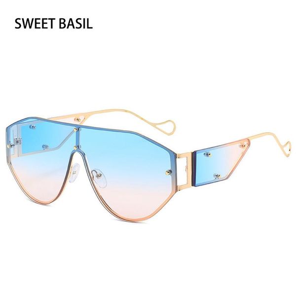 

sweet basil 2020 oversized sunglasses women fashion cool unique shield style rivets sun glasses side mirror uv400, White;black