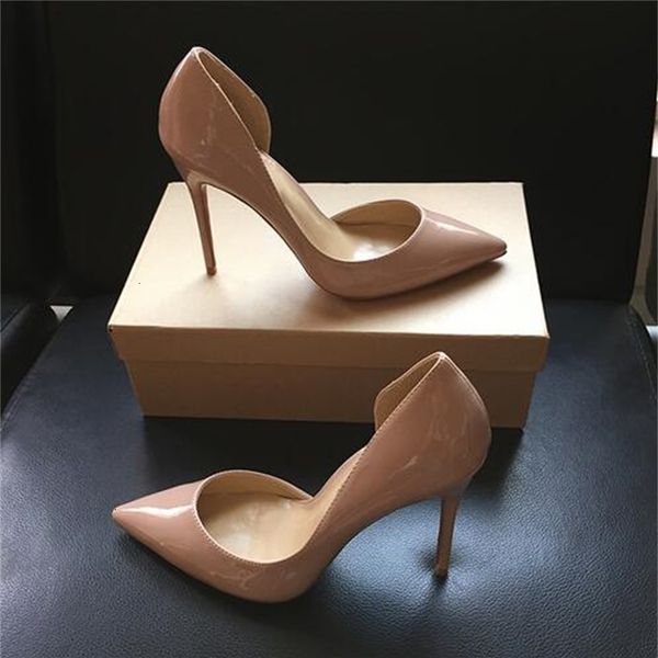 

sole lurxy brand women high bottom classics 12cm thin heel pointed toe red wedding shoes 8cm 10cm 34-44+red dust bag, Black