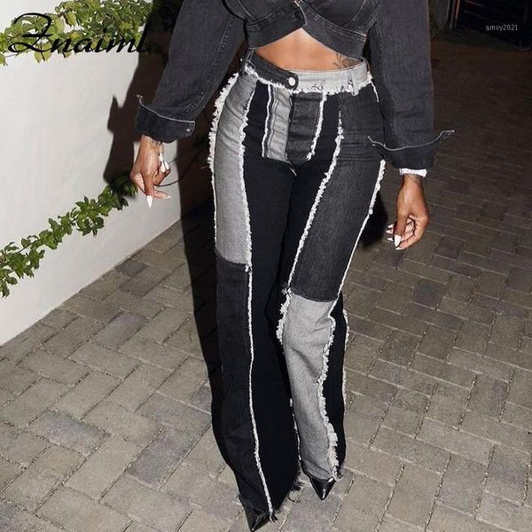 

women's jeans znaiml black gray patchwork skinny pencil pants woman high waist tassel denim trousers vintage streetwear pants1, Blue