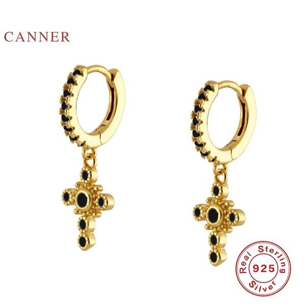 

canner elephant design sense cross earrings hoops 925 sterling silver earrings for women silver jewelry earring pendientes, Golden;silver