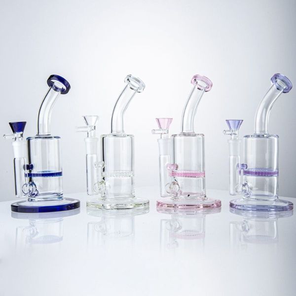 Bunte Wasserpfeifen mit Honeycomb Perc 4 Farben Dab Rigs Glas Wasser Bong Wasserpfeifen Bohrinsel Raucherzubehör LXMD21401