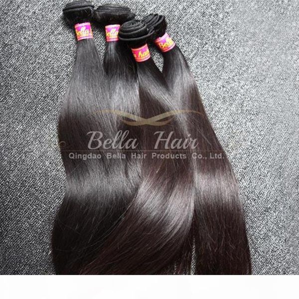 

natural color indian hair extensions 9a 4pcs lot full head straight human hair extension bella hair, Black