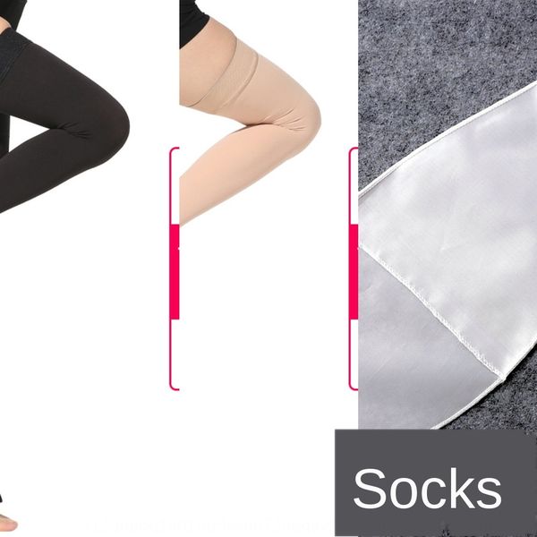

long tube open toe pressure stockings elastic protector thigh protect pantyhose pantyhose socks step on feet to prevent muscle and vein thro, Black