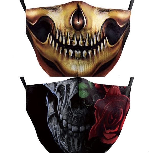 

print skull face mask cosplay mask reusable cartoon cubrebocas contaminacion ultraviolet proof washable running riding bike protective
