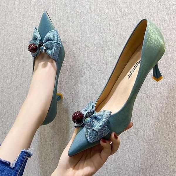 

dress shoes women 2021 black butterfly-knot high heels party sweet pointed toe zapatos de mujer plataforma pumps