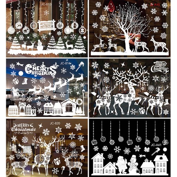 

merry christmas window santa claus decorative wall stickers home decor bedroom living room removable white decal
