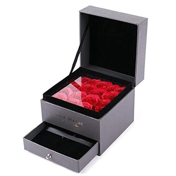 

everlasting flower storage box women jewelry earrings gifts box, Pink;blue
