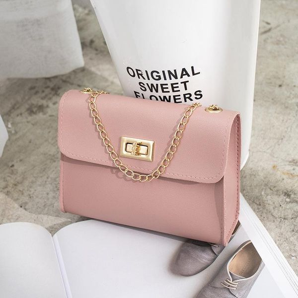 

women bag korean pu flap 2020 new chains lock solid hasp fashion shoulder bags mini bag purse for teenage girls high quality