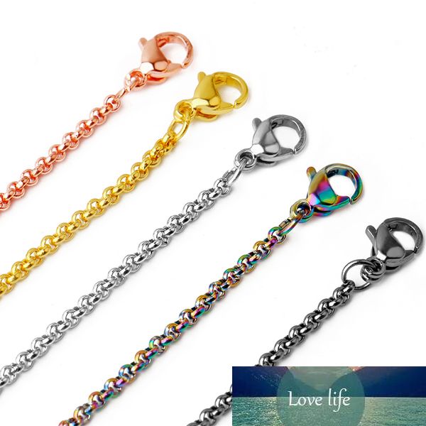 2pcs puro acciaio inossidabile nessuna dissolvenza 2MM perla perline catena popolare collana coreana materiale per gioielli 45cm
