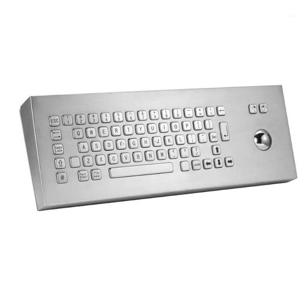 

deskmounting rugged stainless steel usb interface industrial keyboard with rugged 38mm trackball and 65 keys custom layout1