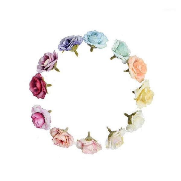 

decorative flowers & wreaths silk rose artificial flower head for decoration diy wreath gift box scrapbook craft wedding party home colorful