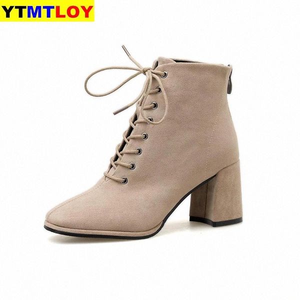 

women's short boots europe and america 2020 autumn and winter new fashion thick heels women's shoes size 35-39 #ek7b, Black