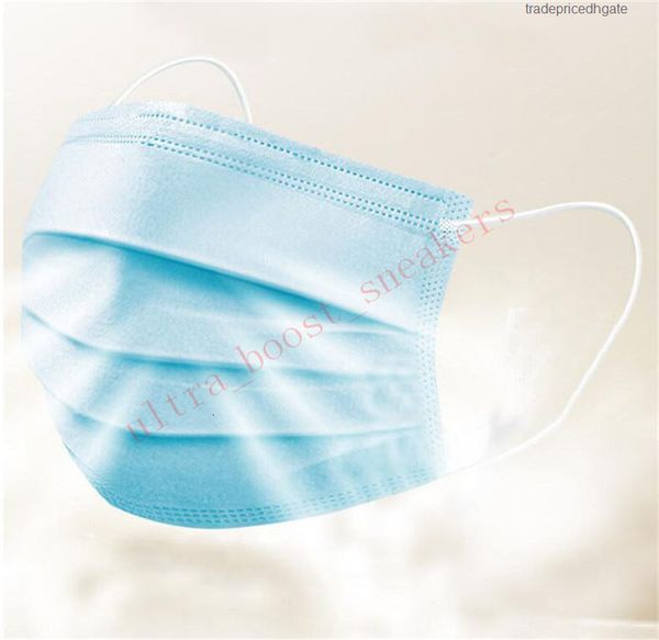 

factory disposable wholesale meltblown mouth cloth 100 face cover masks blue 3 ply dustproof elastic earloop non-woven fabric prevent