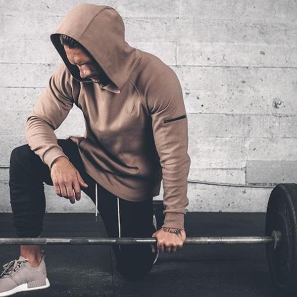 

mens hoodies gyms fitness sweatshirt fashion leisure pullover hooded jacket tracksuits brand clothing slim fit sportswear1, Black