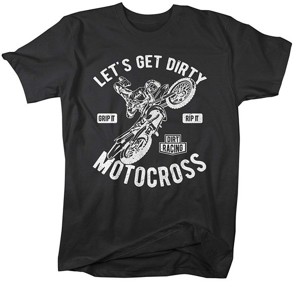 

sport men's funny motocross t-shirt let's get dirty dirt bike shirt men creative casual short sleeve t shirt novelty funny tees