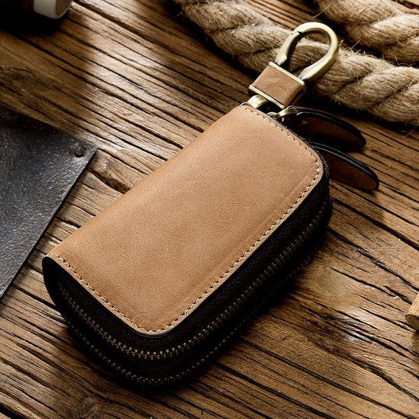 

pu leather car key wallets men key holder housekeeper keys organizer women keychain covers zipper key case bag pouch purse