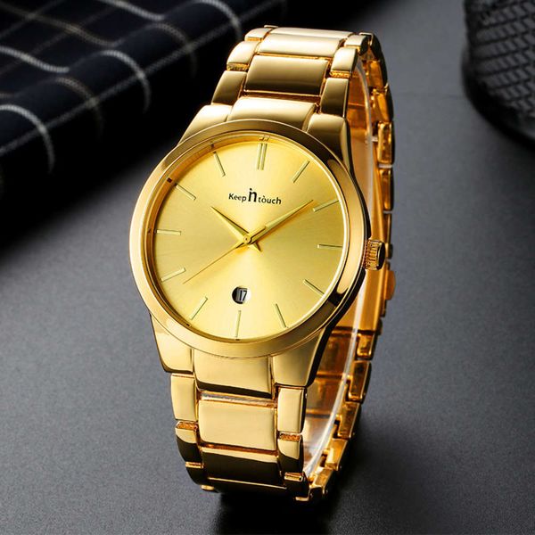 

waterproof indus watch business watch men's single calendar steel band men's watch, Slivery;brown