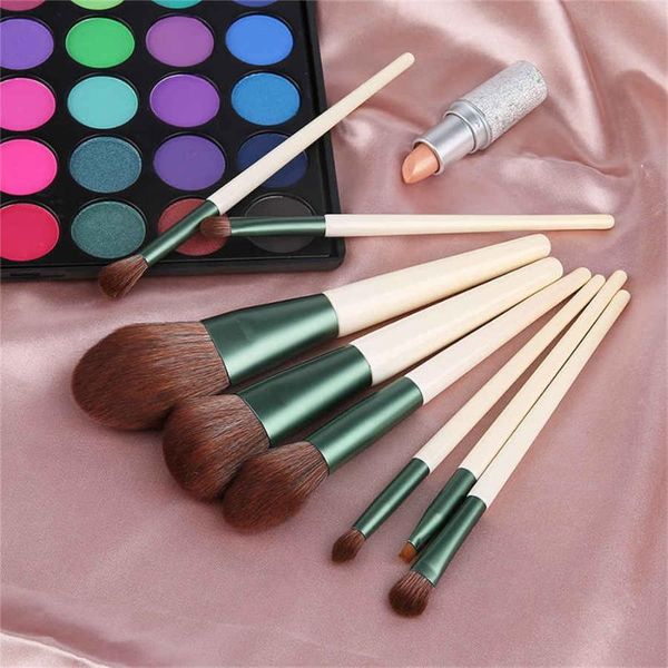 

makeup brushes 8 pieces pearl white micro crystal fiber wood handle cosmetic brush set beauty tools e571