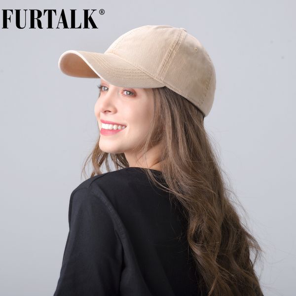 

furtalk vintage baseball cap women men washed cotton ponytail baseball caps men snapback hip pop hat black summer cap for female 201027, Blue;gray