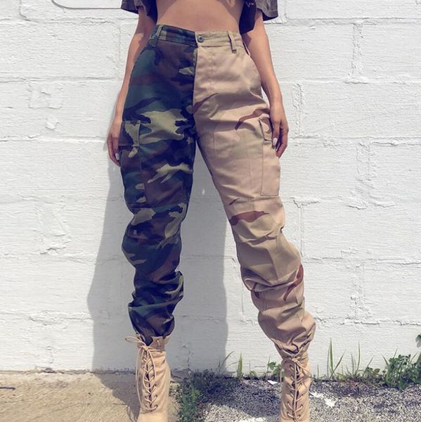 

2021 autumn shreds camouflage waistline pants ladies pocket bundle casual overalls dance streetwear p1676 ibhg, Black;white