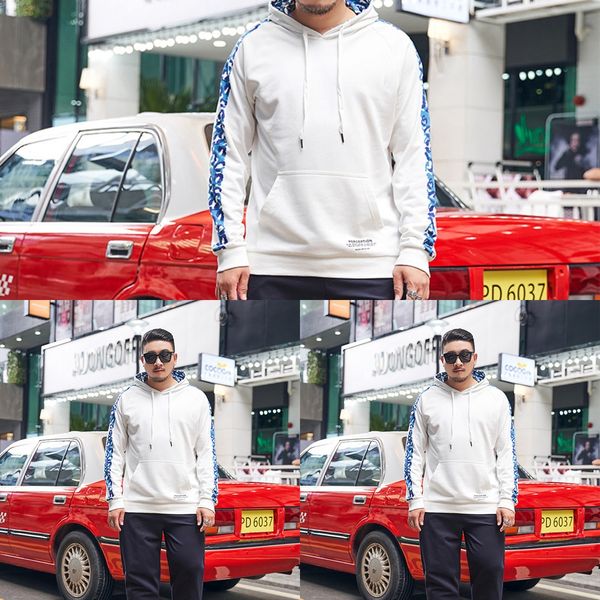

2020 new autumn men's sweater coat fashion big size fat fat man jacket body clothing coat body clothing fattening hoodie clothes 5rjsu, Black