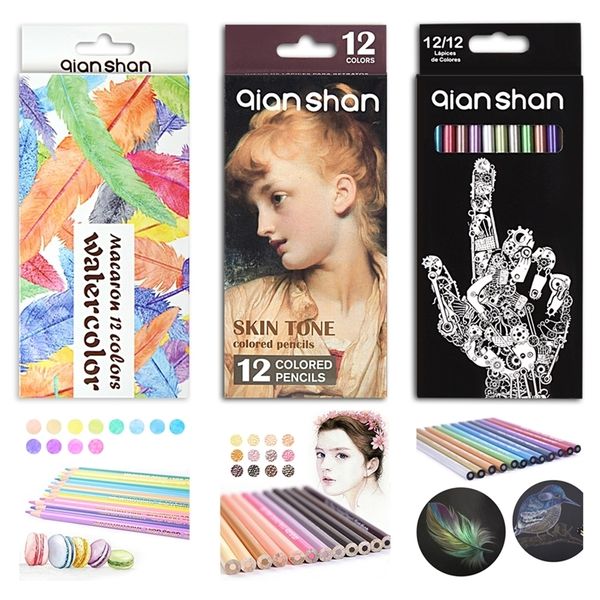 Set di matite colorate da 36 conteggi - Kit di matite colorate per artisti professionali con 12 colori metallizzati, 12 colori Macaron, 12 tonalità della pelle 201223