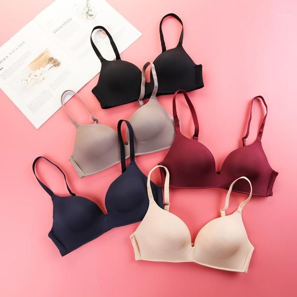 

seamless women push up bra intimates lingerie wireless bra gather adjustable women's solid color1, Red;black