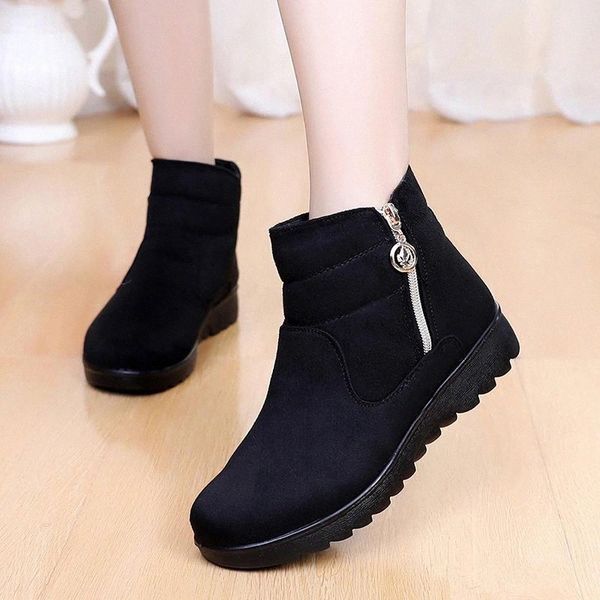 

2020 women snow boots warm short fur plush winter ankle boot plus size platform ladies suede zip shoes female comfort drop shipp #dn6p, Black