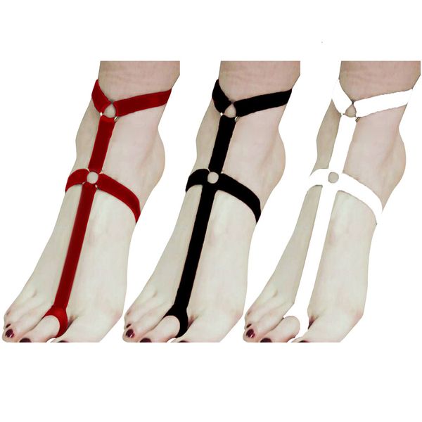 

women garters decoration multi colors polyester bandage belt foot, Black;white